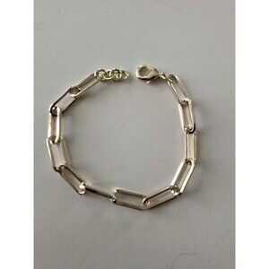 Gold paper clip bracelet with lobster clasp